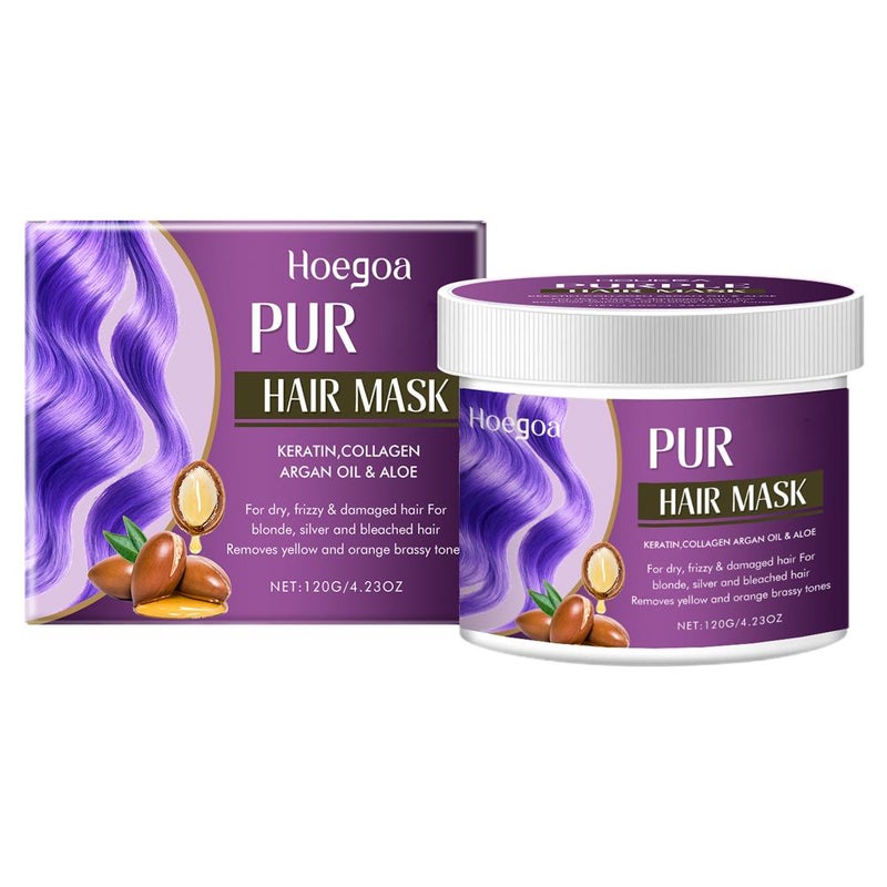 Brightening Hair Mask, Nourishing and Protecting Hair Color and Texture, Purple Brightening Hair Mask HG-A03-0618-01
